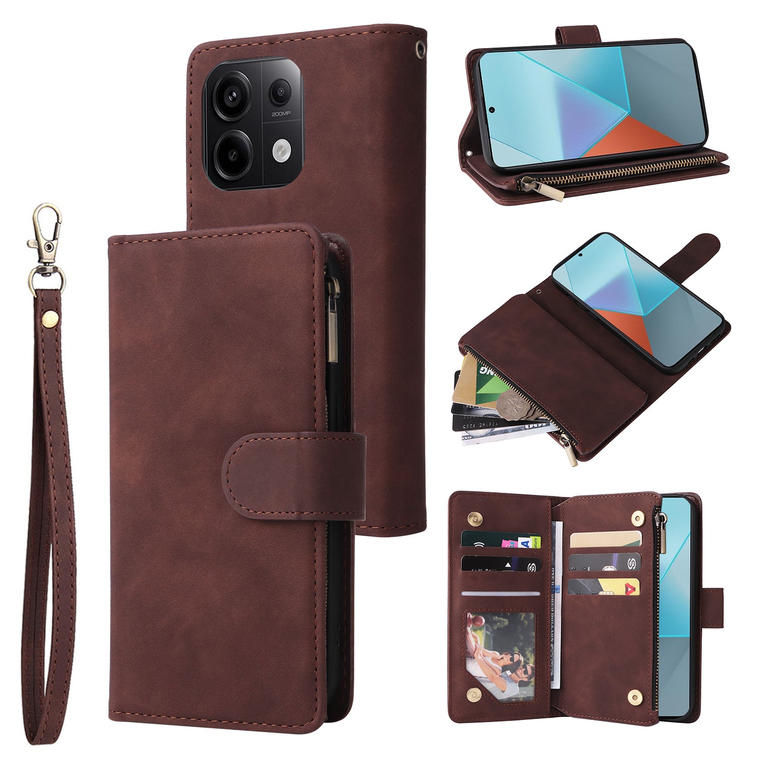 For Xiaomi Redmi Note 13 Pro 5G / Poco X6 5G PU Leather Wallet Mobile Phone Cover Case with Multiple Card Slots For Xiaomi Redmi Note 13 Pro 5G / Poco X6 5G PU Leather Wallet Mobile Phone Cover Case with Multiple Card Slots